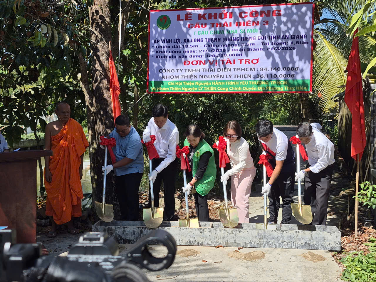 XÃ LONG THẠNH TỔ CHỨC LỄ KHỞI CÔNG XÂY DỰNG CẦU CHÙA NHA SI MỚI TẠI ẤP VĨNH LỢI
